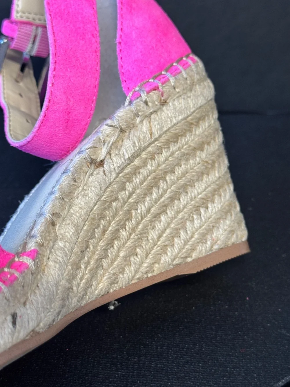 Vince Camuto Pink Suede Espadrille Wedge Sandals Ankle Strap Size 6.5